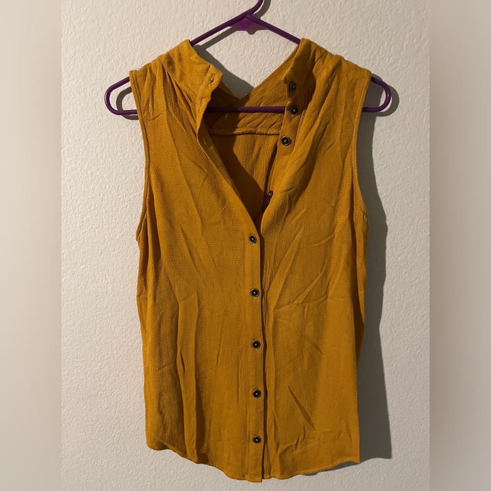 MAEVE size 10 orange button-down sleeveless dress top blouse